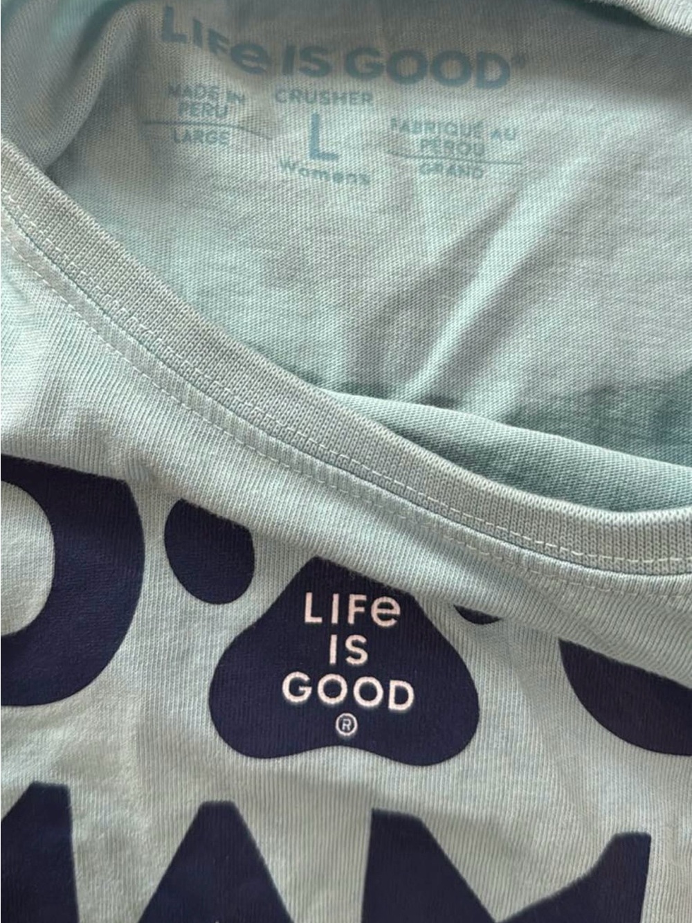 Life Is Good Light Mint Dog Mama Tee with Navy Print - Picture 3 of 4